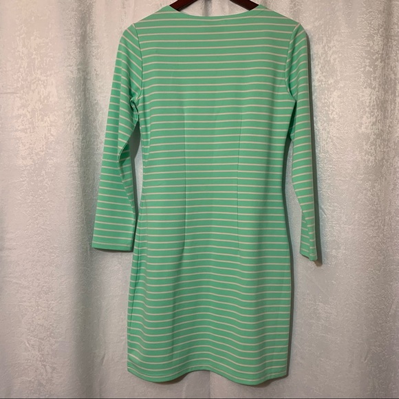 Sail to Sable Green Stripped Long Sleeve Shift Dress - Picture 5 of 7